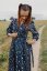 Poplin wrap dress - dark blue flowers - Size: XL/2XL