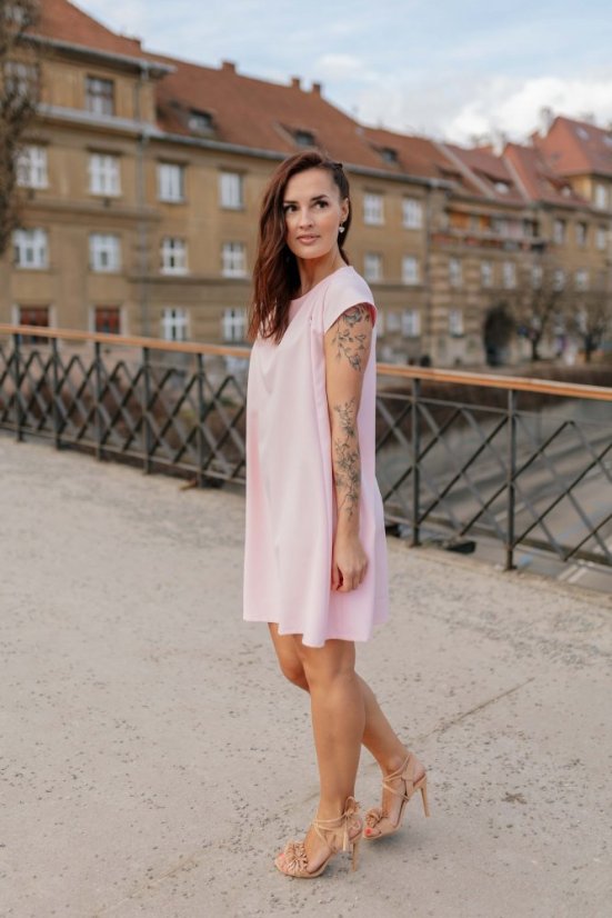 Elegantní šaty ke kojení – Bledě růžové - Velikost: 3XL/4XL