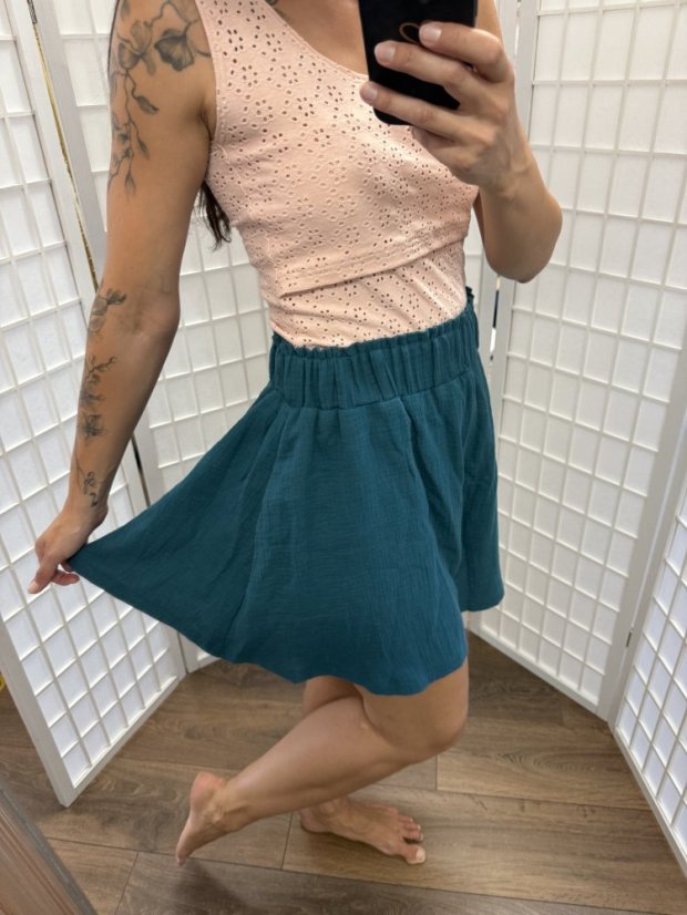 Muslin elegant shorts - petrol - Size: M/L