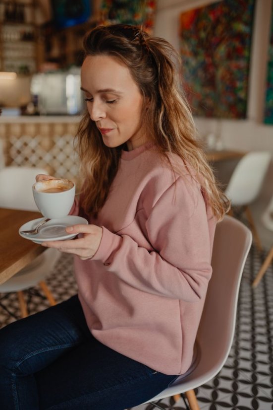 Teplá kojicí mikina/svetřík – starorůžová