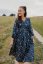 Poplin wrap dress - dark blue flowers - Size: XL/2XL