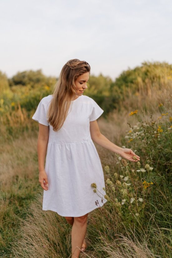 Lněné krátké šaty - MÁMA A DCERA – různé barvy - Velikost: 3XL/4XL