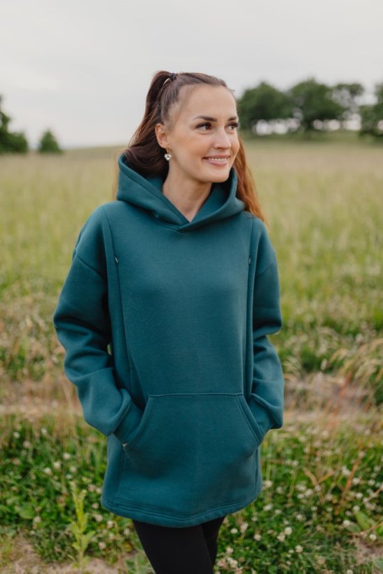 Hoodie mikina – Smaragdová - Velikost: XL/2XL