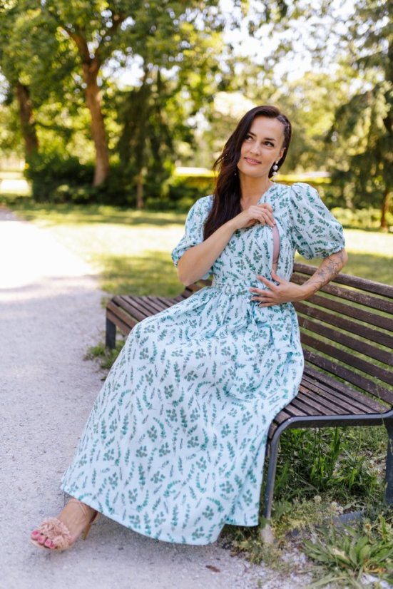"Boho Breeze" dress MUM AND DAUGHTER - mint leaves - Size: XS/S