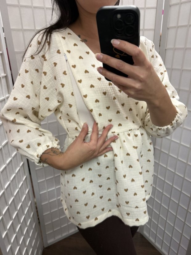 Mušelínová halenka s výstřihem - srdíčka - Velikost: XL/2XL