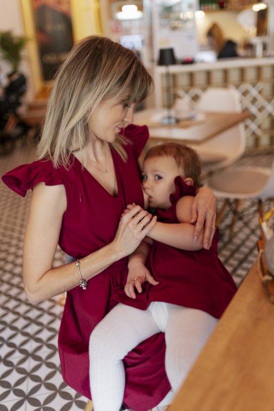 Knitted dress "Valencia" - MOM and DAUGHTER - burgundy - Size: 3XL/4XL