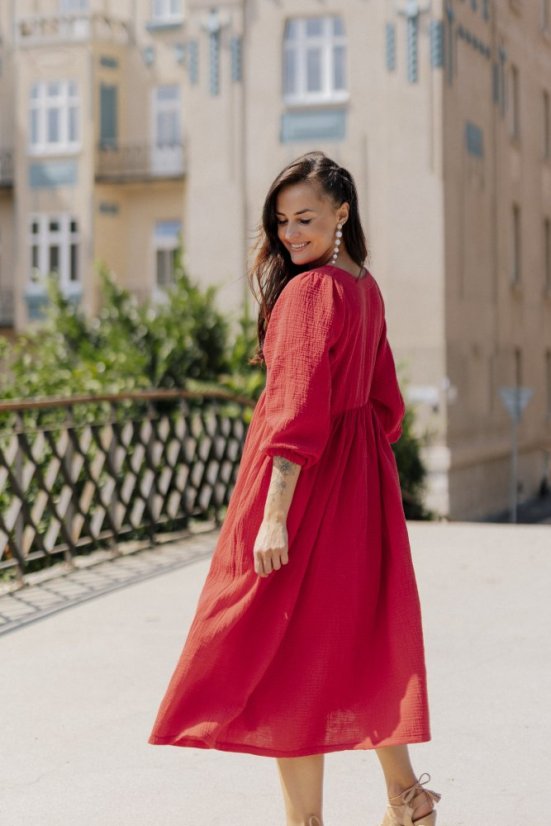 "Boho Breeze" dress -Red - Size: M/L