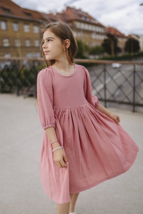 "Boho Breeze" dress MUM AND DAUGHTER - dark old pink - Size: XS/S