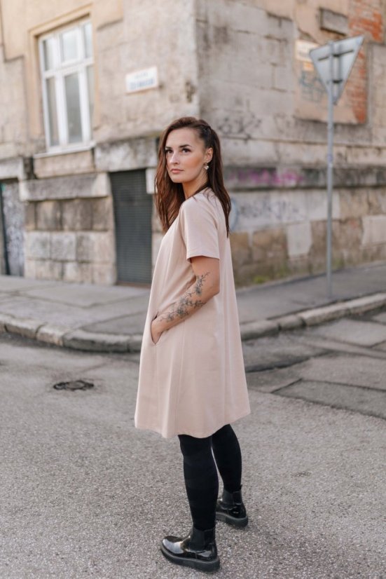"Luna" Basic Dress - MUM AND DAUGHTER – Beige - Size: 3XL/4XL