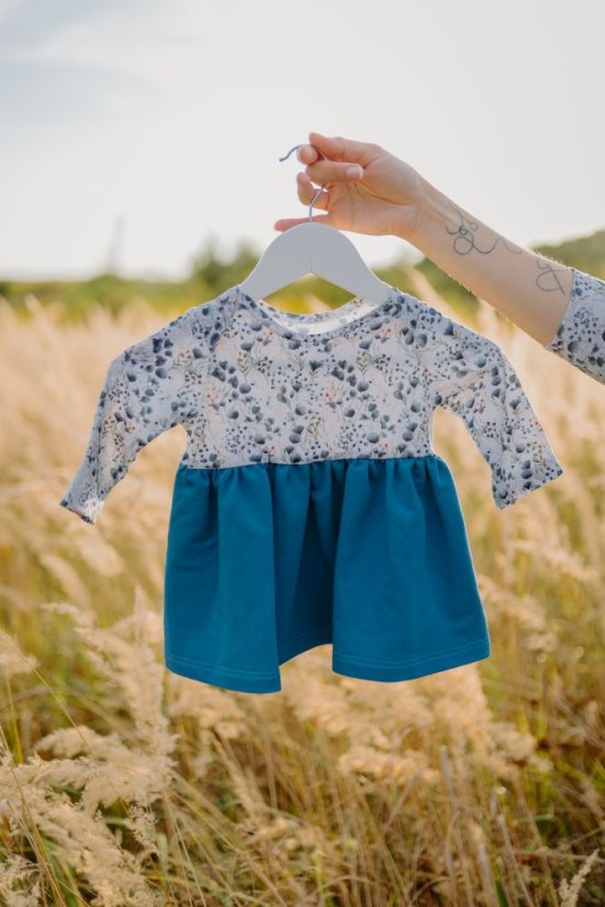"Bohemia" dress - MOM and DAUGHTER  - Blue mini flowers