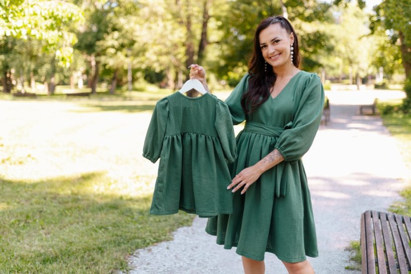 "Boho Breeze" dress MUM AND DAUGHTER - emerald - Size: M/L
