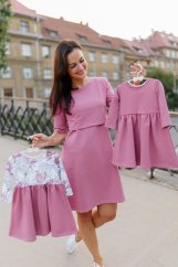 Dívčí šaty "Bohémie" - pivoňky s tmavou starorůžovou