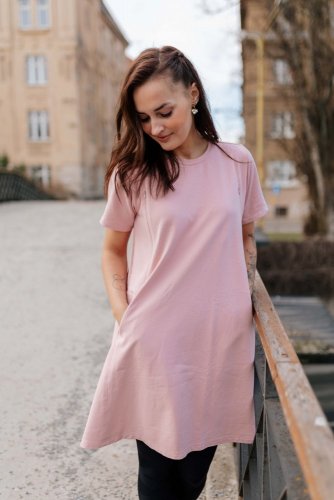 Oversized A-line dress - Old pink