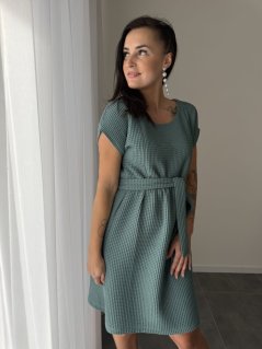 Bavlněné šaty "Waffle" - dark mint