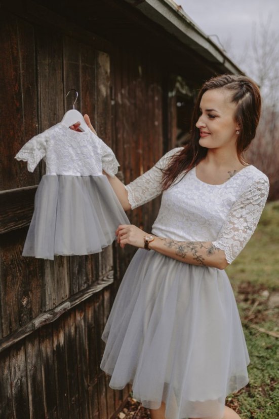 MATCHY formal nursing dress - white - grey - Size: 2XL