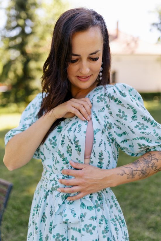 "Boho Breeze" dress MUM AND DAUGHTER - mint leaves - Size: XS/S