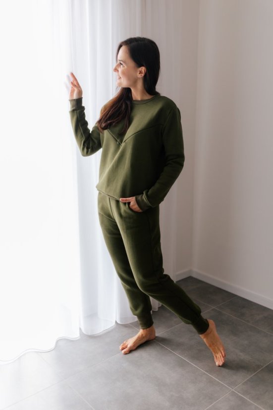Warm Sweatshirt / Sweater - army green - Size: XL/2XL