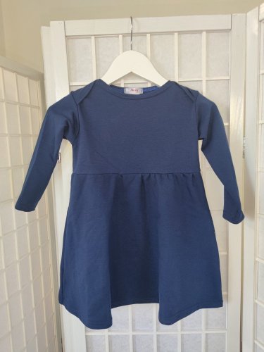 Girl's sweatshirt dress basic - dark blue - Children's clothing size: 92-98