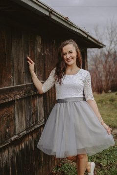 Formal nursing dress– white – grey