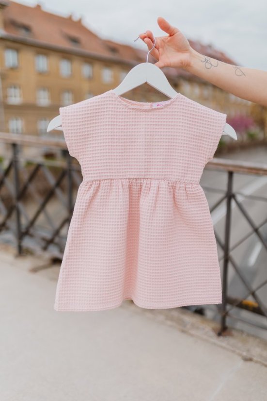 Bavlnené šaty "Waffle" - MÁMA A DCERA – light pink