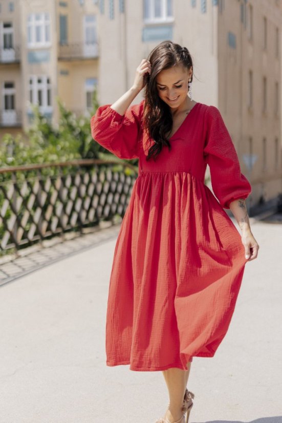 "Boho Breeze" dress -Red - Size: M/L