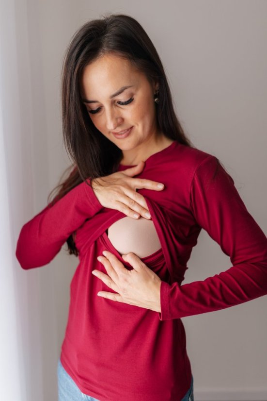 Bavlněné tričko – bordó - Velikost: M