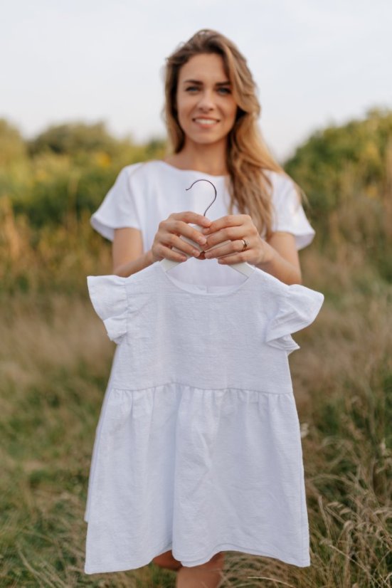 Lněné krátké šaty - MÁMA A DCERA – různé barvy - Velikost: 3XL/4XL