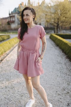 Mušelínové elegantní kraťasy - Tmavá starorůžová