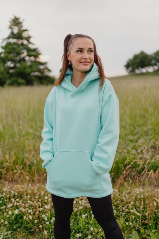 Hoodie mikina ke kojení – mentolová - Velikost: 3XL/4XL