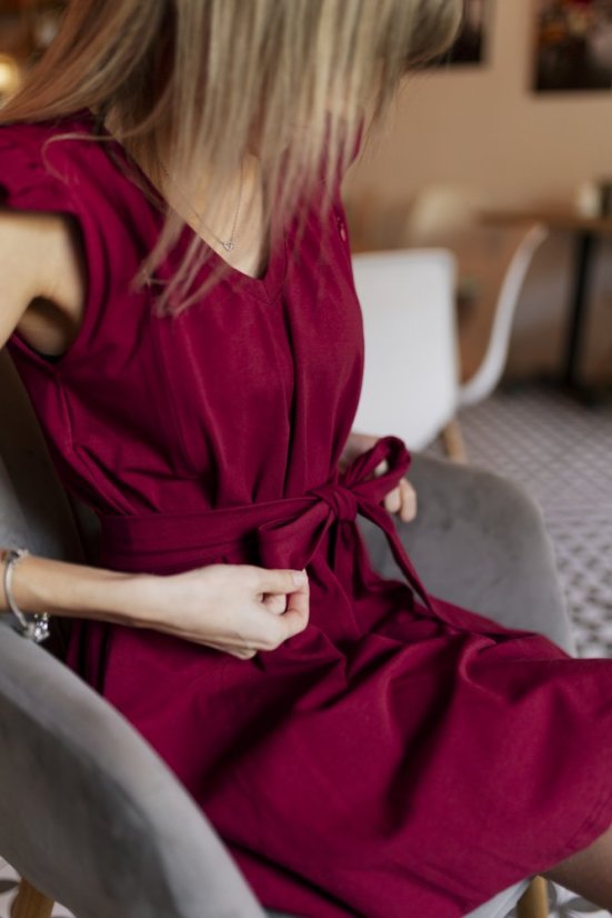 Knitted dress "Valencia" - MOM and DAUGHTER - burgundy - Size: XS/S