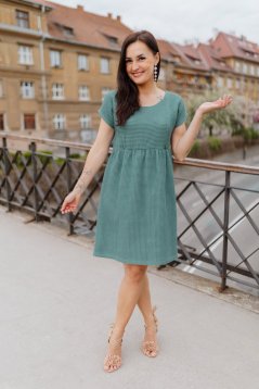 Bavlněné šaty "Waffle" - dark mint