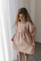 Dívčí šaty "Maison Waffle" - baby pink s páskem