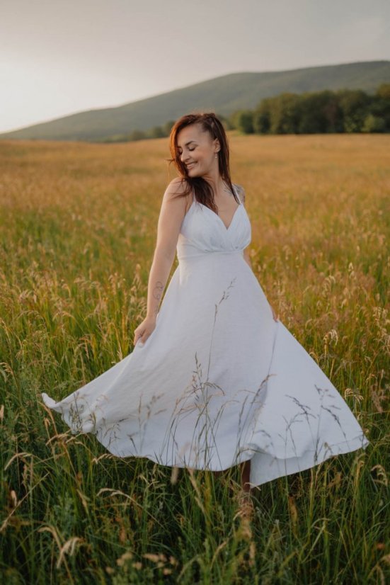 Lněné svatební šaty – Garnie - Velikost: M