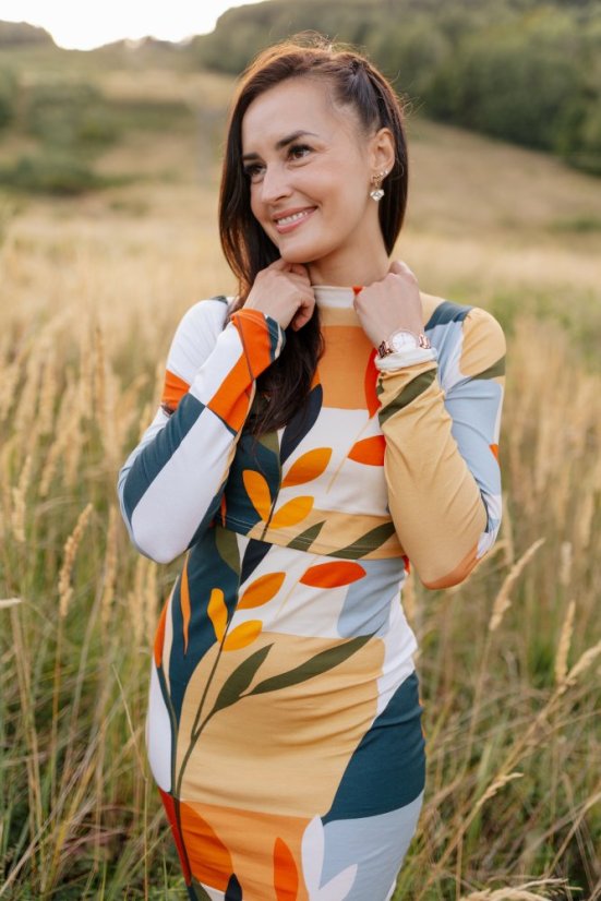 Nursing turtleneck dress – Boho brown - Size: 2XL