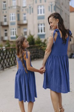 "Aura" dress MUM AND DAUGHTER - Royal blue