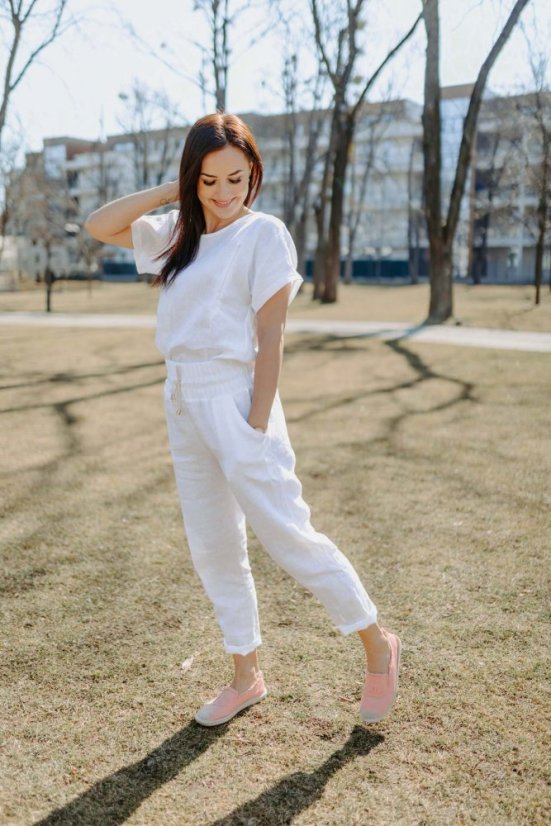 Linen nursing blouse - white