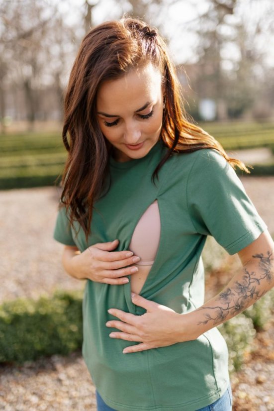Bavlněné oversize tričko - zelené