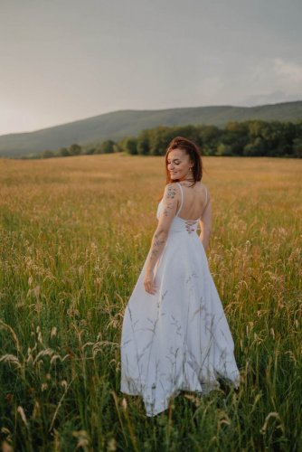 Lněné svatební šaty – Garnie - Velikosť S