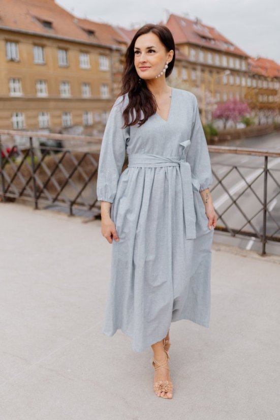 Linen dress "Boho Breeze"  - strips - Size: 3XL/4XL