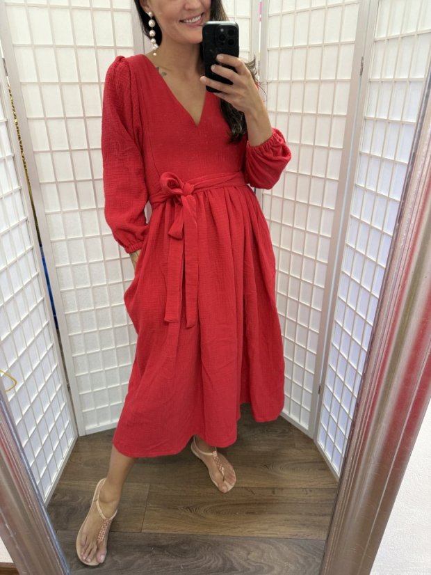 Breastfeeding "Boho Breeze" dress -Red