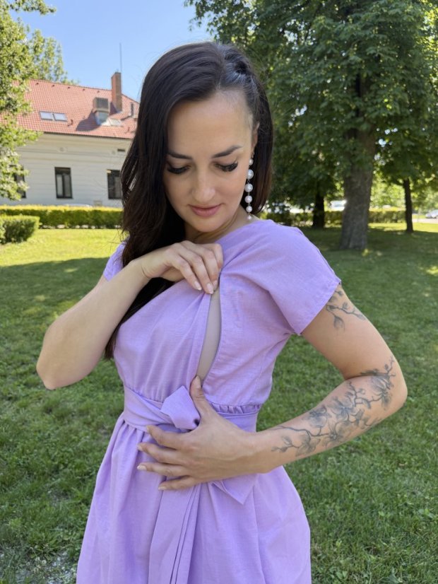 Lněné krátké šaty - tenčí len - různé barvy