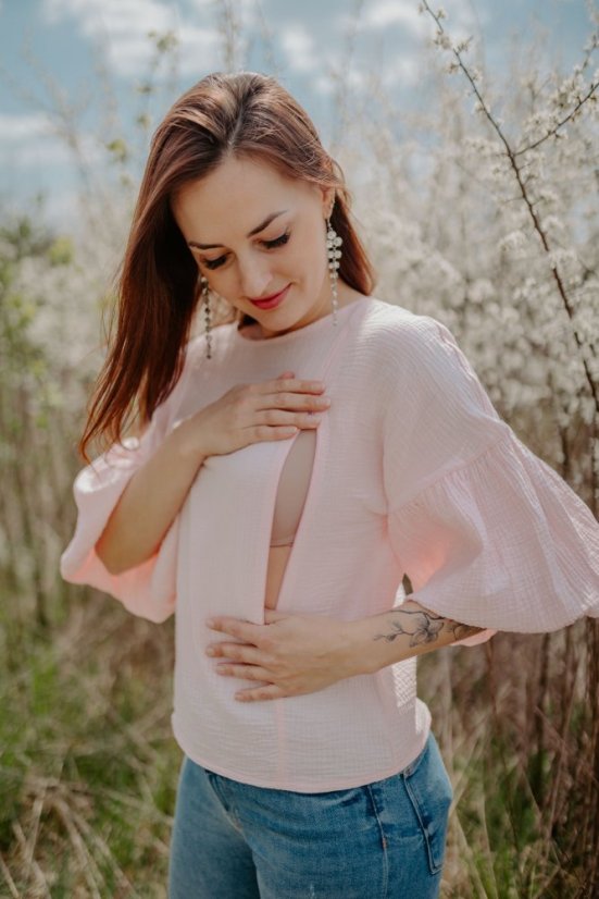 Mušelínová halenka s PUFF rukávy - rúzné barvy - Velikost: XS/S
