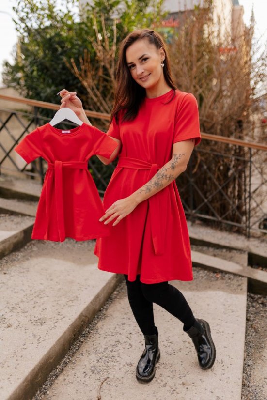 "Luna" Basic Dress - MUM AND DAUGHTER – Red - Size: M/L