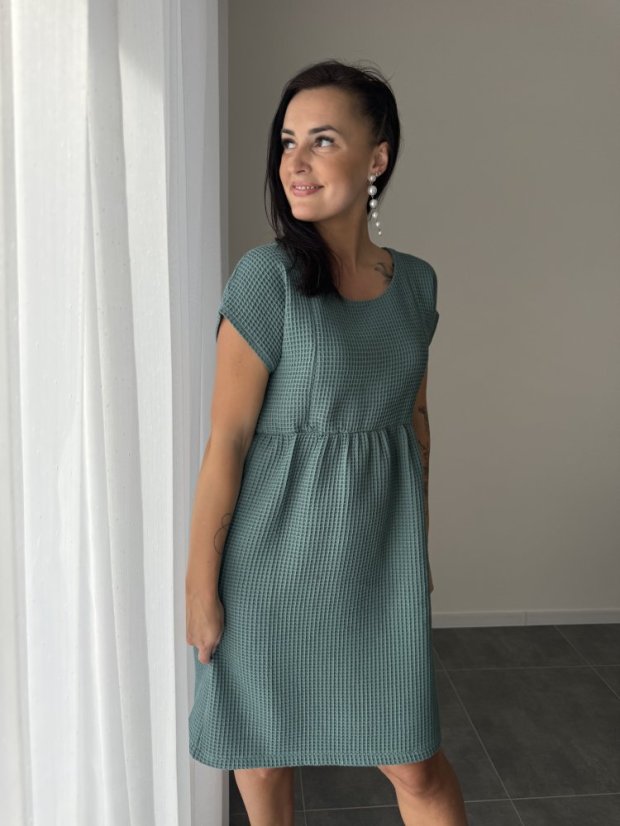 Bavlnené šaty "Waffle" - MÁMA A DCERA – dark mint - Velikost: XL/2XL