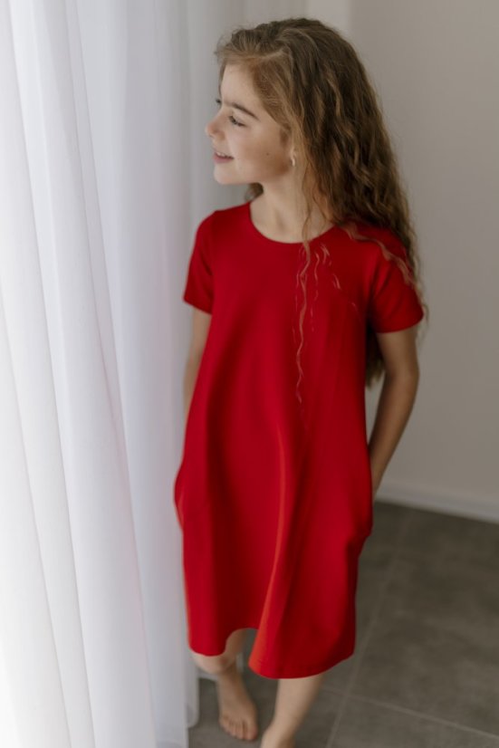 Dívčí šaty "Luna" basic - Červené