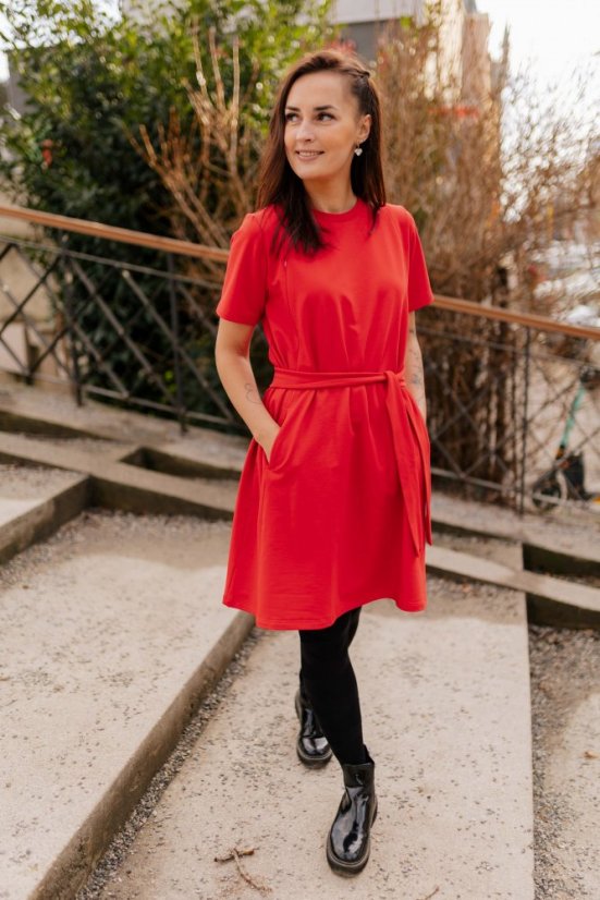"Luna" Basic Dress - MUM AND DAUGHTER – Red - Size: M/L