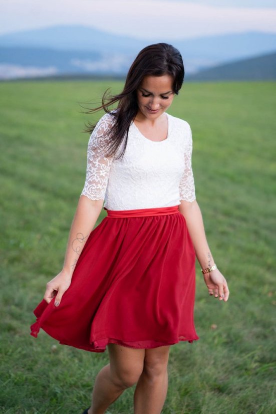 Formal dress "Grace" – Cream and Burgundy