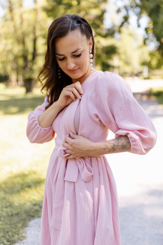 "Boho Breeze" dress MUM AND DAUGHTER - old pink - Size: M/L