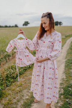 Poplin wrap dress - MOM AND DAUGHTER - pink flowers
