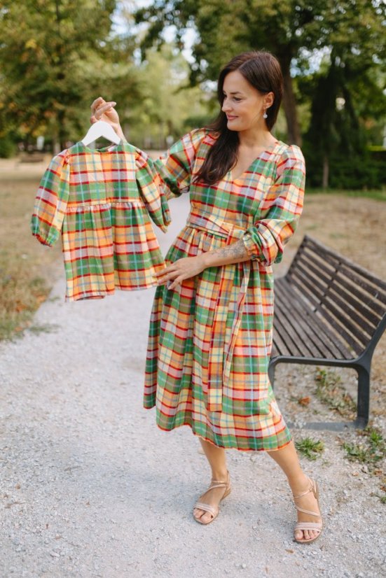 "Boho Flanel" dress MUM AND DAUGHTER - Autumn Tartan 🍂 - Size: XL/2XL